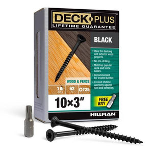 Hillman 62-Pack 3" Deck Plus Black Deck Screws