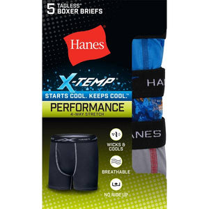 Hanes Boy's 5-Pack X-Temp Printed Stretch Boxer Briefs