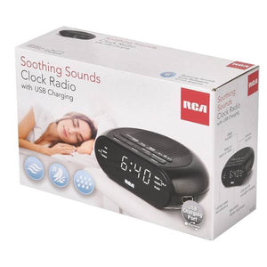 RCA Soothing Sounds Clock Radio with USB Charging