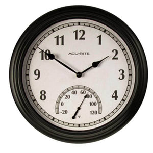 AcuRite 13.5" Matte Black Clock with Temperature