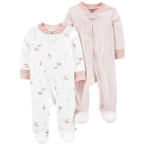 Carter's Infant Girl's 2-Pack 2-Way Zip Cotton Sleep and Plays