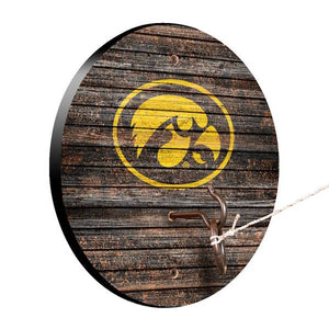 Victory Tailgate Iowa Hawkeyes NCAA Hook and Ring Game Weathered Design