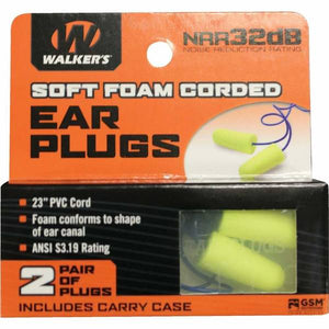 Walker's 2 Pair Yellow/Blue Corded Plug w/ Case