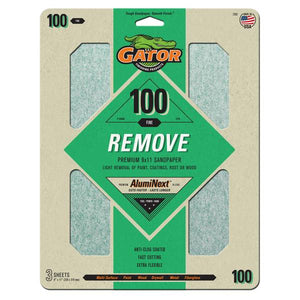 Gator 3-Pack 9"x11" 100 Grit Premium Dry Sandpaper
