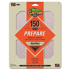 Gator 3-Pack 9"x11" 150 Grit Premium Dry Sandpaper