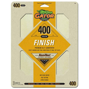 Gator 3-Pack 9"x11" 400 Grit Premium Dry Sandpaper