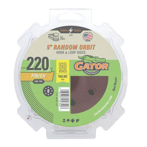 Gator 50-Pack 5" 220 Grit 8-Hole Hook and Loop Sanding Discs