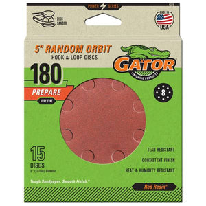 Gator 15-Pack 5" 180 Grit 8-Hole Hook and Loop Sanding Discs