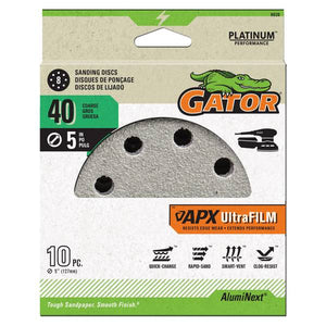 Gator 10-Pack 5" 40 Grit 8-Hole Hook and Loop Sanding Discs