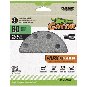 Gator 15-Pack 5" 80 Grit 8-Hole Hook and Loop Sanding Discs