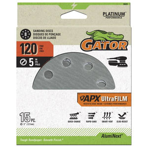Gator 15-Pack 5" 120 Grit 8-Hole Hook and Loop Sanding Discs