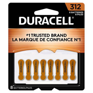 Duracell 8 Pack Size 312 Brown Hearing Aid Batteries