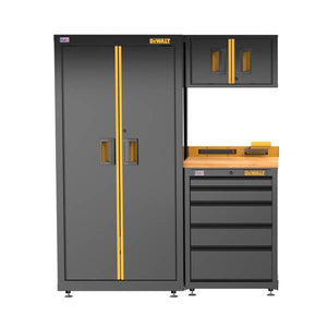 DEWALT 63" Wide, 4 Piece Welded Storage Suite with 5-Drawer Base Cabinet and Wood Top