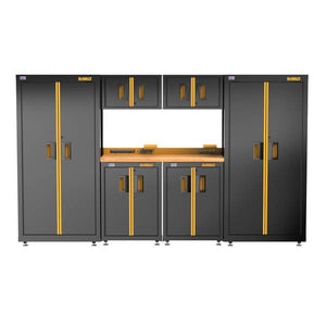 DEWALT 126" Wide, 7 Piece Welded Storage Suite with 2, 2-Door Base Cabinets and Wood Top