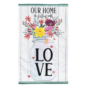 Evergreen Enterprises Wildflower Mason Jar House Applique Flag