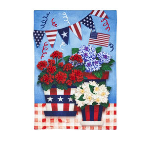 Evergreen Enterprises Patriotic Flower Pot Garden Linen Flag