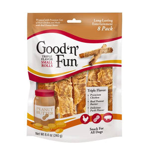 Good 'n' Fun 8-Count Triple Flavor Small Peanut Butter Rolls
