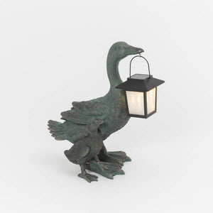 Gerson 12.8" Resin Mother and Baby Ducks with Solar Lantern