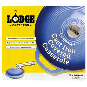 Lodge 3.6 Quart Blue Enameled Cast Iron Covered Casserole