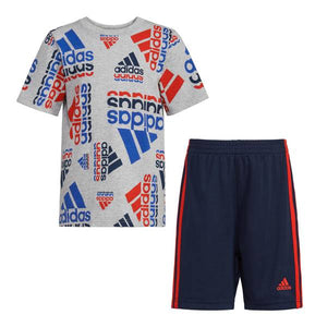 Adidas Toddler Boy's 2-Piece All Over Print Cotton Tee and Short Set