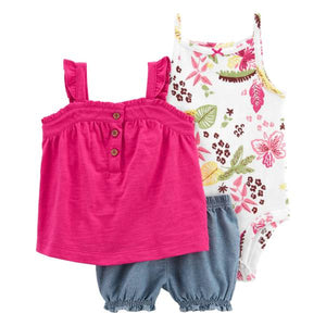 Carter's Infant Girl's 3-Piece Bodysuit and Short Set