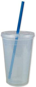 Blue And Clear Double Wall Mood Tumbler With Straw 16 Oz - Pack of 24
