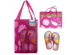 Straw Beach Mat With Sandals In Carrying Bag Set - Pack of 2