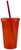 Orange Double Wall Mood Tumbler With Straw 16 Oz - Pack of 10