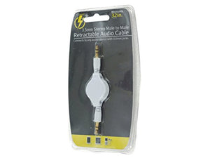Retractable Male to Male Stereo Audio Cable - Pack of 48