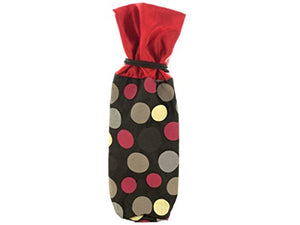 bulk buys Red Black Polka Dot Fabric Wine Bag - Pack of 48