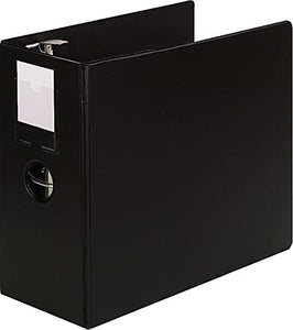 Heavy-Duty No-Gap D-Ring Binder With Label Holder, 5" Capacity, Black