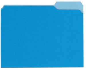 Universal 10501 - Colored File Folders, 1/3 Cut One-Ply Top Tab, Letter, Blue/Light Blue, 100/Box-UNV10501