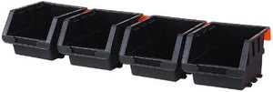 Tactix 320606 Plastic Tray Bin Set, Black/Orange, 4-Piece