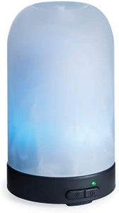 Airomé Frosted Glass Essential Oil Diffuser|100 mL Humidifying Ultrasonic Aromatherapy Diffuser 8 Colorful LED Lights, Intermittent & Continual Mist Auto Shut-Off, Opaque Glass
