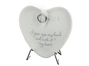bulk buys Decorative Porcelain Wedding Heart Plate With Stand - Pack of 6