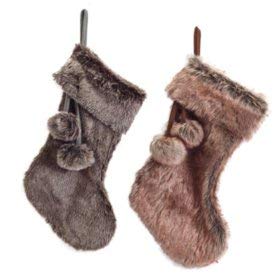 Expect More 21" Faux Fur Stockings, Set of 4