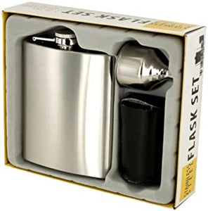 Kole Imports Stainless Steel Flask Set, Black/Silver