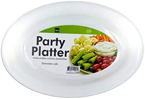 White Plastic Party Platter - Pack of 16