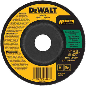 DEWALT 4-1/2"x1/4"x7/8" HP Concrete Grinding Wheel