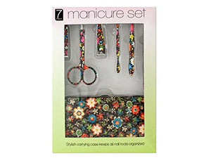 Manicure Set with Stylish Floral Carrying Case-Package Quantity,16