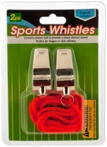 Bulk Buys Sports Whistles with Lanyards - Pack of 12