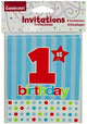 8 pack 1st birthday invitations with envelopes - Case of 24