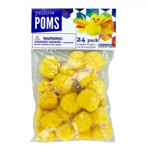 Yellow Craft Poms - Pack of 48