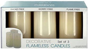 Decorative Flameless Vanilla Pillar Candles - Pack of 6
