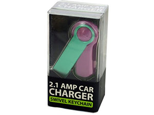 bulk buys Car Charger Swivel Keychain Accessory - Pack of 36