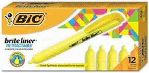 Product of BIC Brite Liner Retractable Highlighter, Chisel Tip, Fluorescent Yellow, 12pk. - Highlighters [Bulk Savings]
