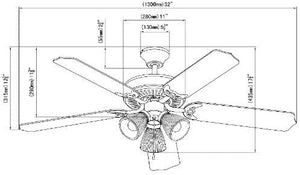 Hardware House 41-5919 Palladium 52-Inch Triple Mount Ceiling Fan Light, White or Washed Pine