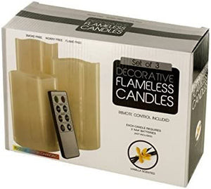 Bulk Buys Vanilla Scented Flame less Candles Set with Remote - Pack