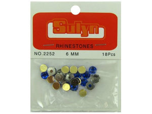 18 pc 6mm sapphire rhinestones with mounts - Pack of 72