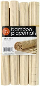 Roll-Up Natural Bamboo Placemats Set - Pack of 12